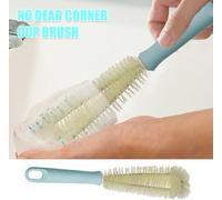 Brosse de nettoyage pour bouteilles, dotée d'une tête en forme de spirale et de poils souples – accessoire de nettoyage portable pour bouteilles, verres, thermos, gobelets et récipients