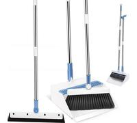 Brosse de nettoyage pour cuisine et bureau avec poils en acier - Brosse à trois branches avec poils en acier - Brosse pour cuisine et bureau - Blanche et bleue