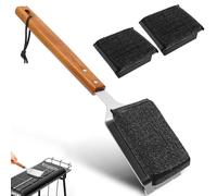 Brosse de nettoyage pour cuisinière à induction, sans poils en métal, avec grattoir et 2 têtes de rechange