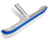 Brosse de Nettoyage pour Mur et carrelage Piscine - 45,7 cm en Vinyle Robuste, Poli Base Aluminium conçue Nettoyer Les Murs, Carreaux Le Fond Poils Nylon tête avec Clips EZ (Manche Non Inclus