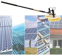 Brosse De Nettoyage pour Panneaux Solaires, Nettoyage De Panneaux Photovoltaïques, Kit De Perche d'alimentation en Eau pour La Maison, Perche De Nettoyage Télescopique à Tête R, 3.5m