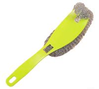 Brosse de nettoyage robuste à long manche avec boule à récurer - Brosse à vaisselle ergonomique pour coulis d'évier pour rainure de carrelage Nettoyage en profondeur en acier inoxydable 10 cm