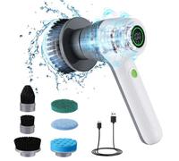 Brosse de Nettoyage Rotative avec 6 Brosses WORKPRO, Brosse sans Fil 8V avec 3 Vitesses de Reglage, 200/350/500 TR/Min, IPX6, Brosse Electrique Rechargeable pour Salles de Bains, Cuisines et Fenetres