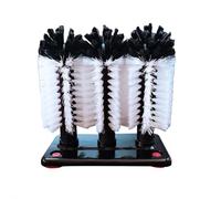 Brosse de nettoyage triple verre - Lave-verre à 3 brosses avec base d'aspiration, outil de nettoyage multi-angle | Idéal pour tasses à bière, verres à vin à longue tige, à vin rou