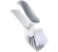 Brosse de Nettoyage V-Shape pour Joints et Crevasses avec Racloir en Caoutchouc Souple - Outil Ménager Ergonomique 18x9.8cm pour Salle de Bain(White-gray)
