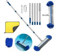 Brosse de Piscine avec Tige télescopique de 194 cm de Long, Balai de Piscine de 43 cm, Tête de Brosse de Piscine avec Perche Amovible avec Tige en Acier Inoxydable réglable en Longueur