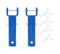 Brosse de piscine et tête d'aspirateur de rechange avec clips en V et goupille pour une utilisation avec écumoire et outils de nettoyage (2 poignées + 4 clips en V)