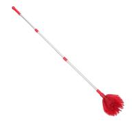 Brosse de Plafond Rouge en Acier Inoxydable à Manche Long Extensible | Soies Rigides pour Moulures de Plafond et Espaces Extérieurs, Entretien Commercial sans Escabeau, Tête Ajustable