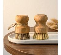 Brosse de récurage en jute à poils doux de taille L avec manche court, pour le nettoyage de la cuisine, des casseroles et de la vaisselle, 1/2pcs, marron, cuisine, salle de bain, maison, fournisseurs 