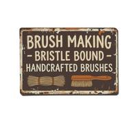 Brosse de signalisation vintage pour atelier en métal | Décoration murale ronde en métal pour café, club, jardin 20,3 x 30,5 cm