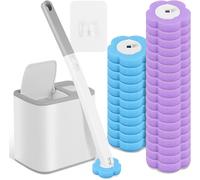 Brosse de toilette avec 30 têtes de brosse jetables, support mural, 360° ° Kit de nettoyage en profondeur pour toilettes avec brosse adhésive pour l'hygiène de la salle de bain