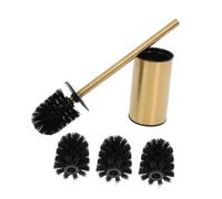 Brosse de Toilette avec Support Rond, Acier Inoxydable 304, 1 Set | Design Mural, Séchage Rapide, Long Manche, Usage Salle de Bain et Hôtel, Finition Or