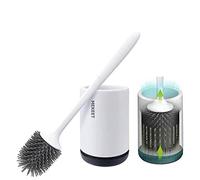 Brosse de Toilette Brosse WC en Silicone Antibactérienne balayette WC Ensemble Brosse de Toilettes à Manche Long avec Support Hygiénique (Flooring)