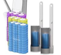 Brosse de toilette jetable, brosse de nettoyage pour cuvette de toilette avec 54 recharges, système de nettoyage jetable avec support pour le nettoyage de la salle de bain (2 brosses + 72 têtes de