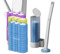 Brosse de toilette jetable, brosse de nettoyage pour cuvette de toilette avec 54 recharges, système de nettoyage jetable avec support pour le nettoyage de la salle de bain (ensemble de brosses + 72