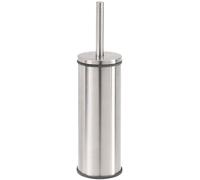 Brosse de toilette sur pied - Inox brossé - 9,3 x 35,6 x 9,3 cm - Support avec couvercle