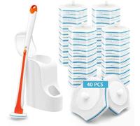 Brosse de toilettes avec 40 recharges, orange, pour la salle de bains et l'évier