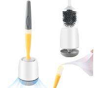 Brosse de Toilettes, Brosse WC en Silicone, Brosse WC et Porte-Brosse, Ajoutez Une de Toilettes Liquide pour Salle de Bains ou WC invités - Réservoir de 75 ML pour Produit nettoyant