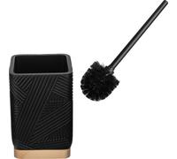 Brosse de toilettes/brosse WC - Set avec support - Récipient carré - Autoportant - Coque fermée - Design moderne