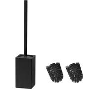 Brosse de toilettes en acier inoxydable noir, carrée, noire