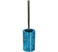 Brosse de toilettes en céramique, bleue et blanche, à motifs, 30 cm