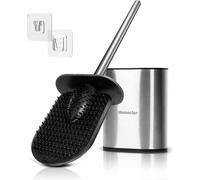 Brosse de toilettes en silicone avec fixation murale, système de séchage standard et socle anti-fuites