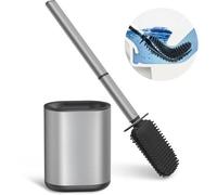 Brosse de toilettes en silicone et acier inoxydable, flexible, pour la salle de bains