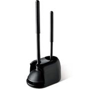Brosse de toilettes et déboucheur, brosse 2-en-1 avec support, noir