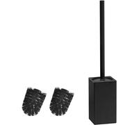 Brosse de toilettes noire avec support en acier inoxydable, forme carrée