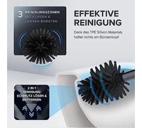 Brosse de toilettes Ovimar Kniven, couleur gris métallisé mat | Brosse de toilettes en silicone | Fonction d'aération | Modèle sur pied | Tête de brosse en acier inoxydable remplaçable | Bac d'égoutta