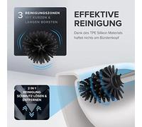 Brosse de toilettes Ovimar Tranerodde | argent | Support mural sans perçage | Brosse de toilettes en silicone | Brosse de toilettes avec fonction d'aération | À coller | En acier inoxydable | Tête de 