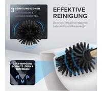 Brosse de WC Ovimar Hou | Brosse de WC en silicone | Or | En acier inoxydable avec couvercle | Modèle sur pied pour salle de bains et WC invités | Brosse de WC à tête interchangeable | Design élégant