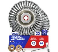 Brosse désherbante pour débroussailleuse - Perçage 25,4 mm - Lot de 2 - Inox - Élimination de la mousse pour jardin et terrasse