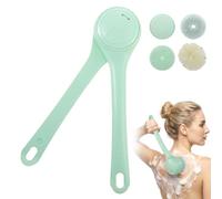 Brosse Dos Douche électrique Double Poignée,Brosse Pour Le Dos Douche Avec 2 Vitesses 4 Têtes Interchangeables,Long Manche 40cm étanche IPX7 Brosses Corps Exfoliante Rechargeable (Vert)