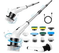 Brosse Electrique Nettoyage 10 en 1 Brosse Rotative Nettoyage 3 Vitesses Réglables Brosse de Nettoyage Electrique avec Telescopique 140cm pour Salle de Bain, Sol, Cuisine, Terrasse