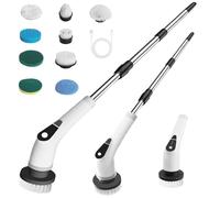 Brosse Electrique Nettoyage 9 en 1 Brosse Rotative Nettoyage 5 Vitesses Réglables Brosse de Nettoyage Electrique avec Telescopique 130cm pour Salle de Bain, Sol, Cuisine, Terrasse