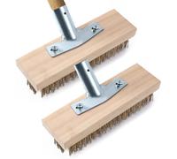 Brosse en acier - Enlève-mousse - Nettoyage des terrasses - Tête inclinée à 45° - 20 cm - Couleur bois