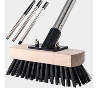 Brosse en bois Unyqoos® avec des soies robustes et une tête en bois solide – balai ergonomique pour intérieur et extérieur (salle de bain, terrasse, piscine)