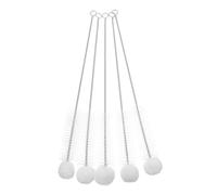 Brosse en Nylon à Embout Souple Coton, Lot de 5 pour Biberon | Nettoyage Intérieur et Fond de Flacon, Tête Coton Douce, Acier Inoxydable, Blanc, Usage Simple