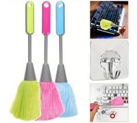 Brosse en plastique, plumeau lavable à fibres ultra-fines, plumeau antistatique, brosse de nettoyage à poils doux, plumeau à long manche, balai plumeau multifonction à embout rond, convient pour le ne