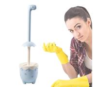 Brosse et Support de Toilette,Brosse de Toilette pour Enfants,Brosse à WC en Silicone en Forme de Coquille d'oeuf créative,Nettoyage en Profondeur,Outil de Nettoyage de Salle de Bain décoratif (Bleu)