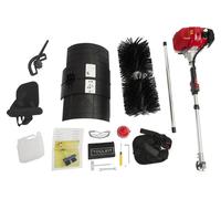 Brosse fauchage à essence - Balai motorisé portatif - Moteur 2 temps, 2,3 chevaux - 8 500 tr/min - Brosse en nylon de 52 cm - Vitesse réglable - Réservoir de 1 litre - Rouge