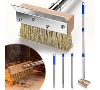 Brosse Four à Pizza avec Grattoir, Poignée 117 cm, Pierre à Pizza Nettoyage | GHWMYD brosse métallique pour four pizza, longue poignée avec œillet de suspension, brosse laiton ustensiles pour barbecue