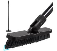 Brosse joints carrelage, manche télescopique 52 pouces acier 4 sections, poils rigides en V, tête pivotante 180°, noir
