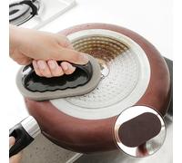 Brosse magique en éponge de cuisine, brosse de nettoyage en mélamine, couteau de détartrage, nettoyeur de casseroles, brosses de décontamination fortes Oval Brown Brush X2