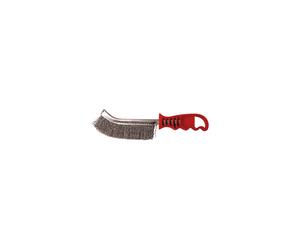 Brosse manuelle demi-lune manche plastique fil acier ondulé 0.30mm bois, pierre et métal - Décapage dur - LEMAN - 740.226