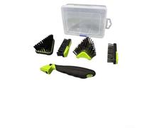 Brosse métallique à poils doux avec têtes remplaçables, pointes carrées en forme de V pour enlever la rouille, nettoyer, récurer le gril, poignée ergonomique de 160 mm (C)
