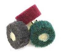 Brosse métallique abrasive, accessoires pour meule Lot de 6 meules à lamelles en fibre de nylon, grains multiples, tige de 6 mm, diamètre de 50 mm, outil de brunissage(400 Red Medium)