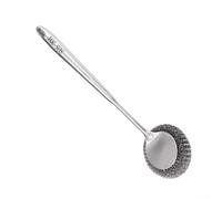 Brosse métallique en acier inoxydable 304 avec poignée de 37 cm pour un nettoyage efficace de la vaisselle et des appareils (brosse à tête ronde 304)