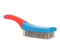 Brosse métallique en acier inoxydable avec manche en silicone bleu et poils en acier inoxydable pour le travail du bois et la finition de la peinture (A)